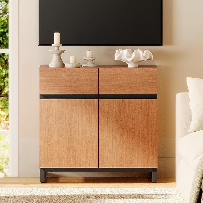 WAMPAT Modern TV Stand for TVs up to 40 inch, Entertainment Center TV Console