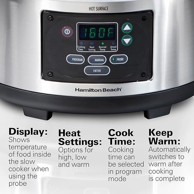 Hamilton Beach Portable 6 Quart Set & Forget Digital Programmable Slow Cooker