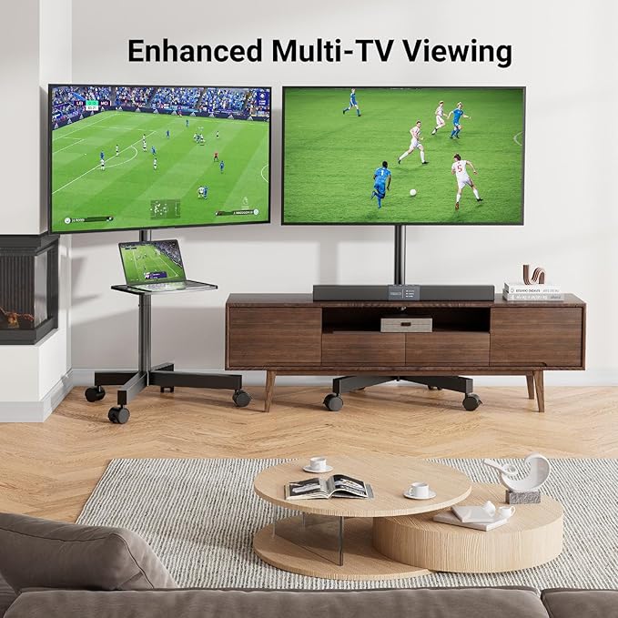 PERLESMITH Mobile TV Stand for 23-60 Inch LCD LED Flat/Curved Screen TVs