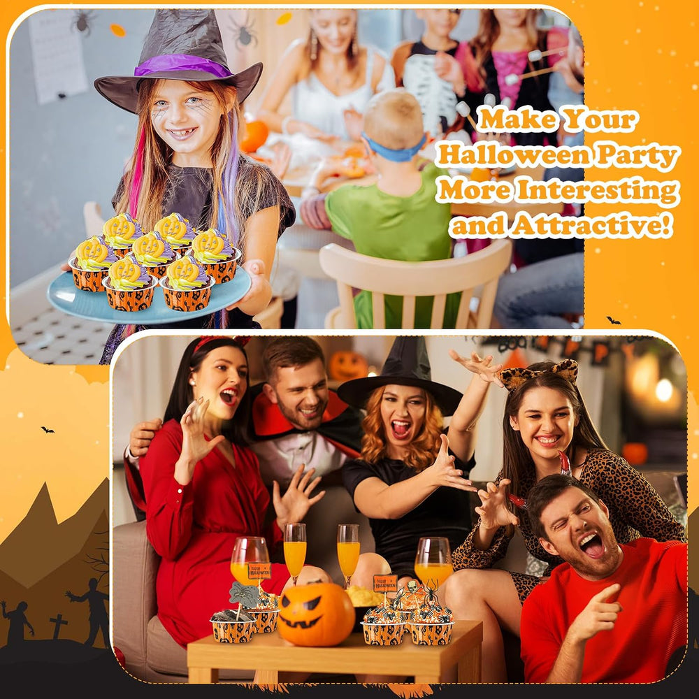 200 Set 5 oz Foil Baking Cup with Lid, Halloween, Orange