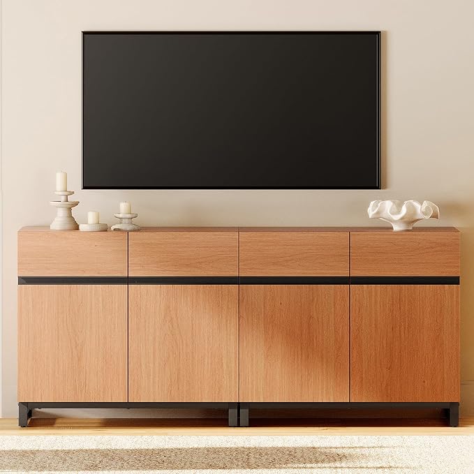 WAMPAT Modern TV Stand for TVs up to 70 inch, 2 in 1 Entertainment Center TV