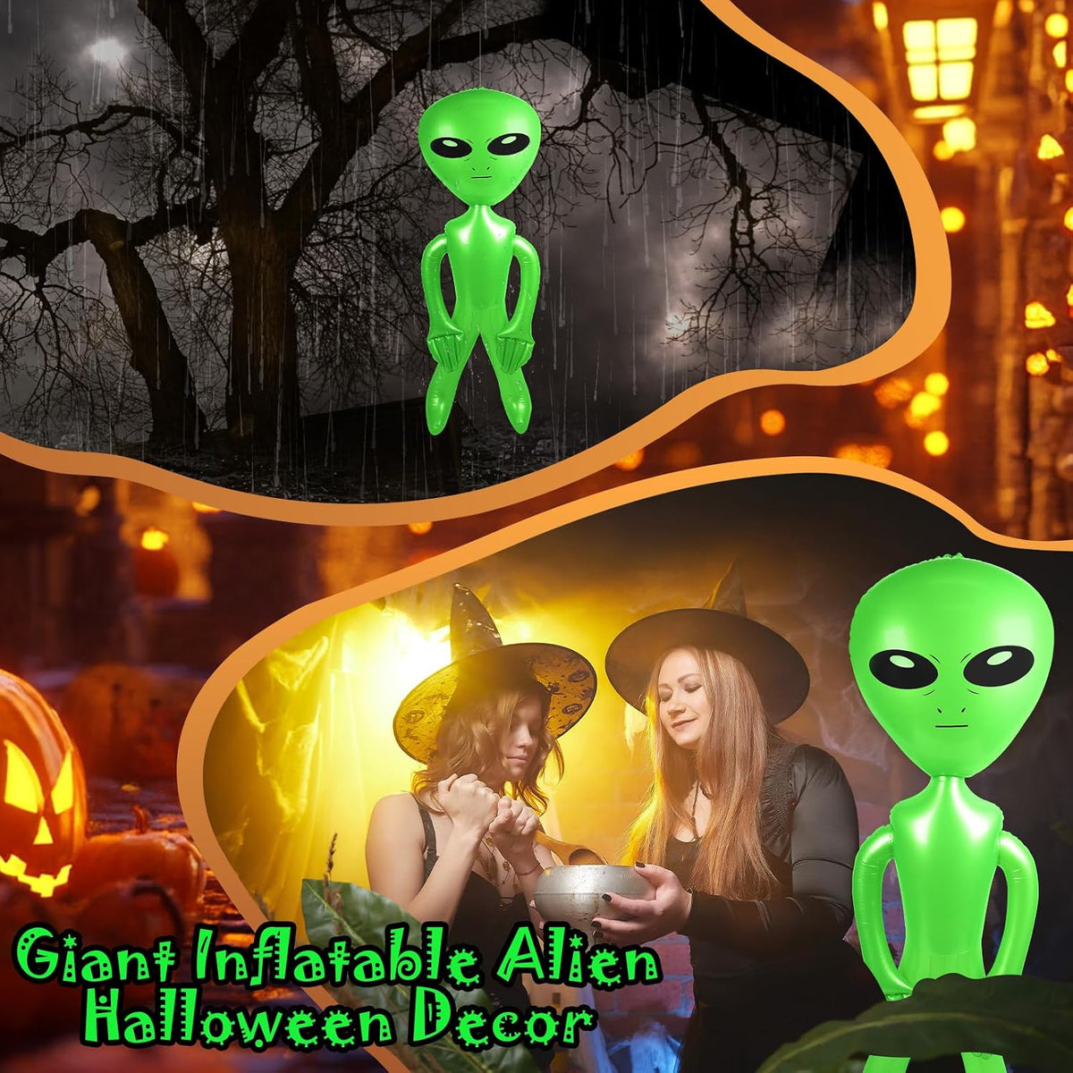 6 Pack 63 Inch Giant Inflatable Alien 31.5 Inch Jumbo Blow Up Alien Green Inflatable Balloon for Space Party Decorations UFO Theme Spaceship Party Birthday Halloween Easter Christmas Home