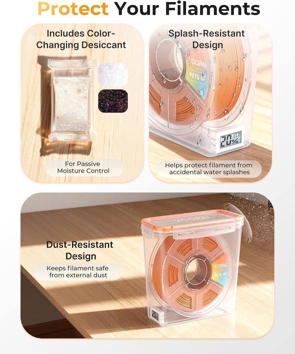 yoopai pro filament storage box with temperature &, close-up detail