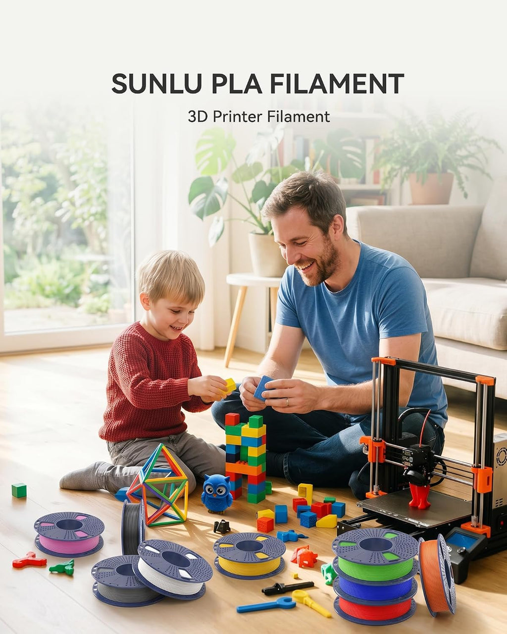 sunlu 250g filament bundle 1.75mm, multicolor 3d printer shown in use