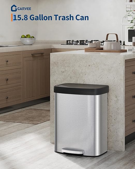 Garvee 16 gal / 60 L Stainless Steel Trash Can