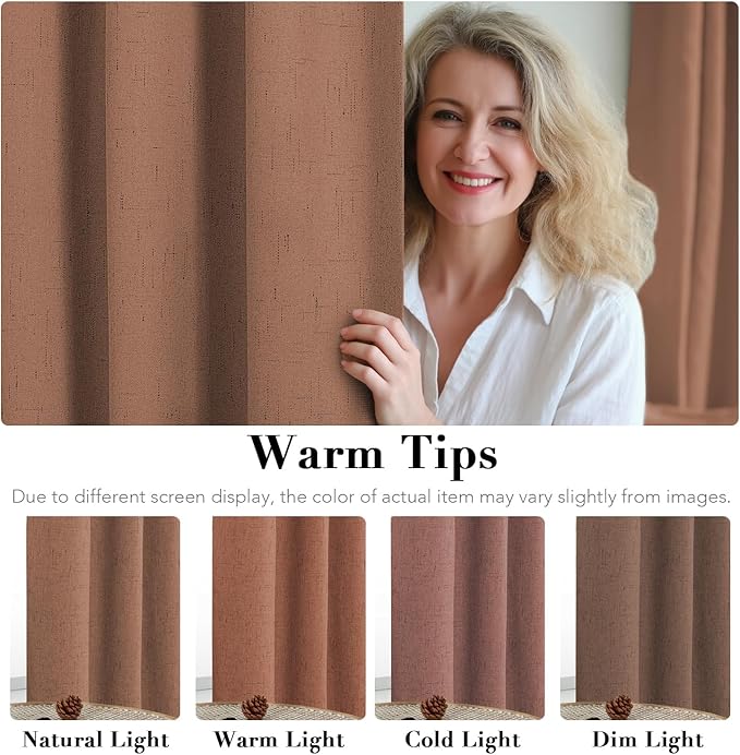 H.VERSAILTEX Bedroom Curtains Blackout Linen Blackout Curtains 84 Inches Long