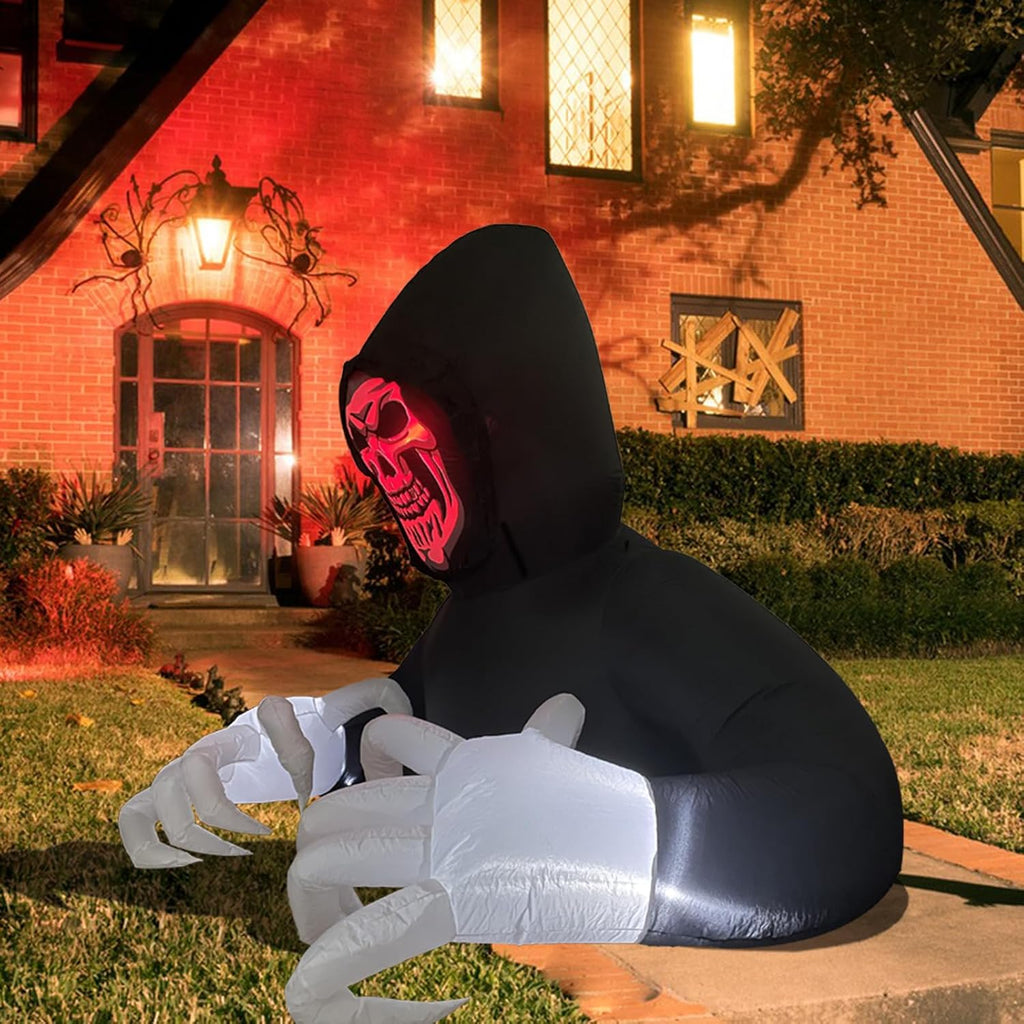 6.8FT Width Inflatables Grim Reaper Outdoor Halloween Decoration Blow Up for Yard Decorations, Garden, Lawn Black