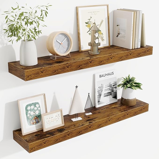 Fun Memories Bathroom Shelves 32 Inch Long Set of 2, Floating Shelves
