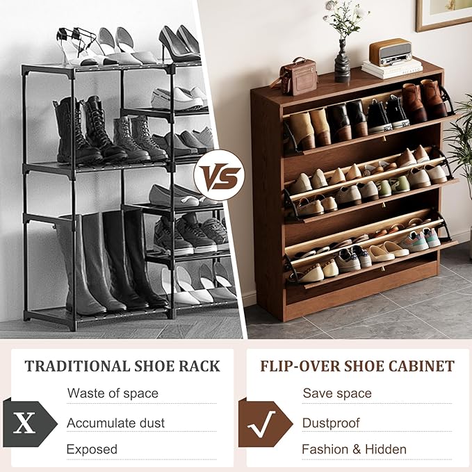 KungFuWood Soild Wood Shoe Storage Cabinet