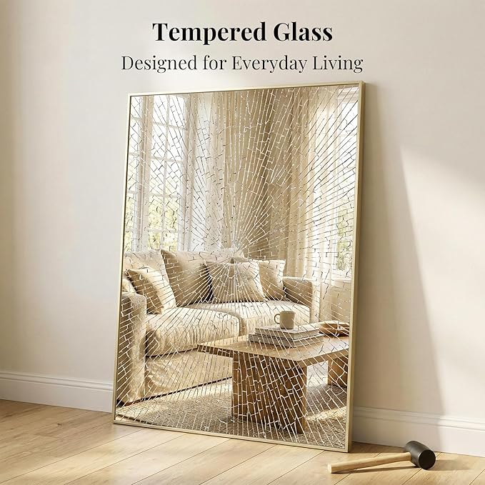 30"x48" Gold Bathroom Mirror, Metal Framed Vanity Mirror