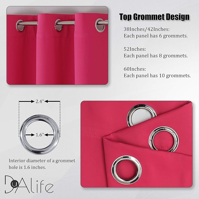 DUALIFE Raspberry Sorbet Blackout Curtain Panels