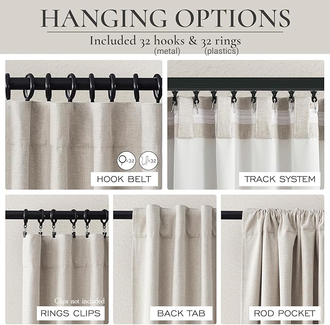 Room Darkening Curtains 72 Inches Long 2 Panels Burg, Rich Linen Heavy