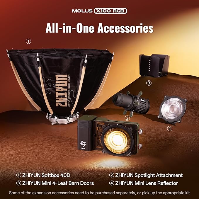 ZHIYUN MOLUS X100 RGB PRO 100W Video Light V2 Upgraded Version Professional