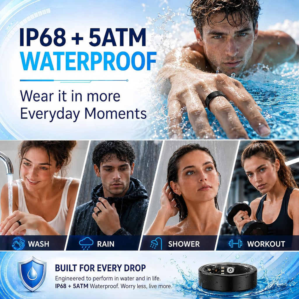 smart ring fitness tracker for men & women showing dimensions