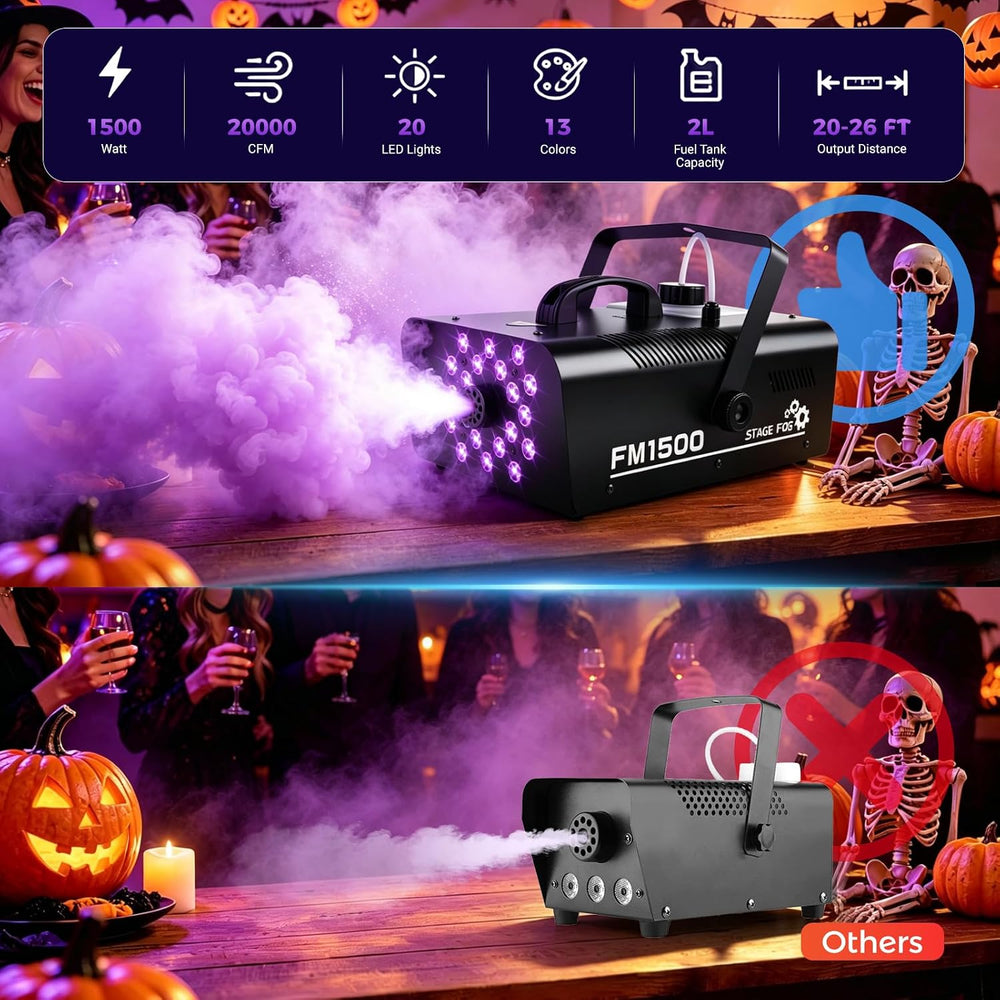 1500W Fog Machine Outdoor Indoor, Halloween Smoke Machine Fog 20000 CFM