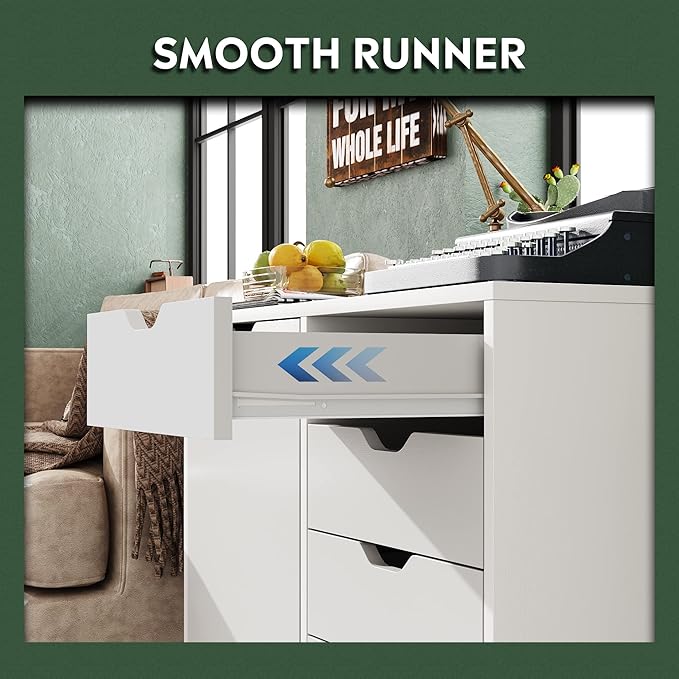 DEVAISE 5-Drawer Wood Drawer Cabinet, Office Storage Cabinet