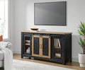 Martin Svensson Home Rustic 65" Black and Driftwood Solid Wood TV Stand