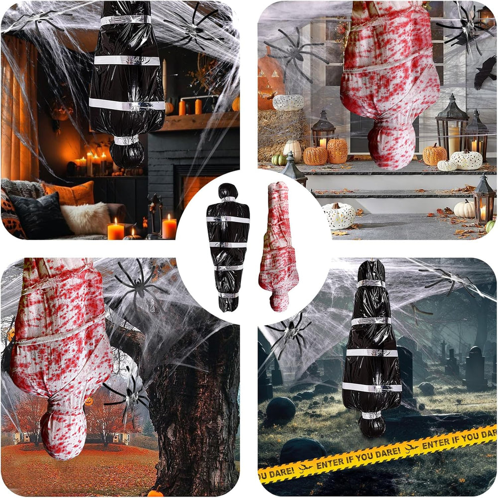2 Packs 6ft Dead Body Bags Hanging Corpse Props Scary Halloween Decorations
