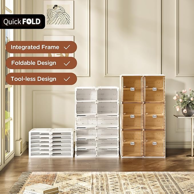 ANTBOX Shoe Organizer Storage Box, Portable Folding Shoe Rack