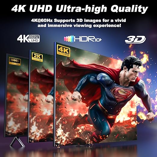 JCHICI HDMI Switch 3 in 1 Out, 4K@60Hz Switcher Splitter, Auto-Switching HDMI