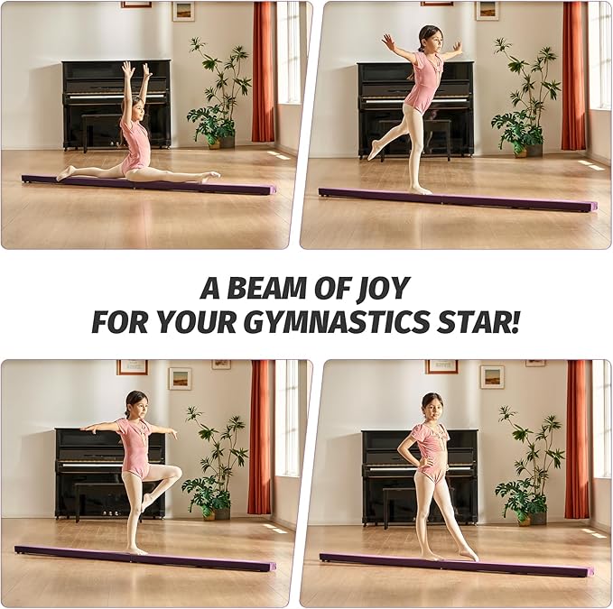 ZELUS 8' Folding Gymnastics Balance Beam, Floor Balance Beam w/Carry Handles
