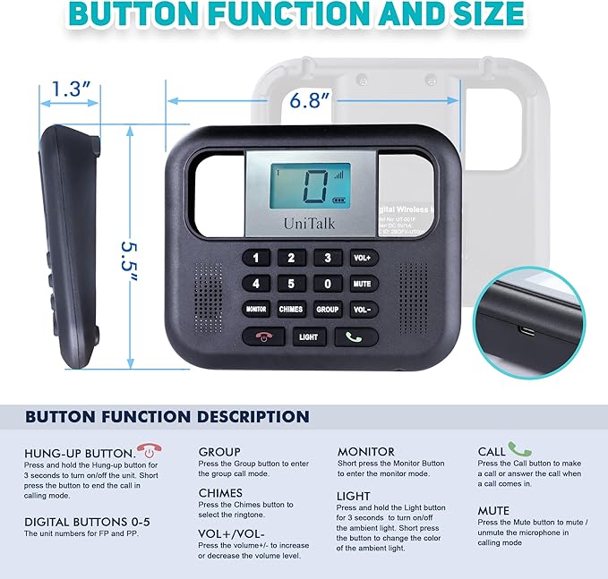 UniTalk Wireless Intercoms for Home & Office, Two-Way Real-time Full-Duplex