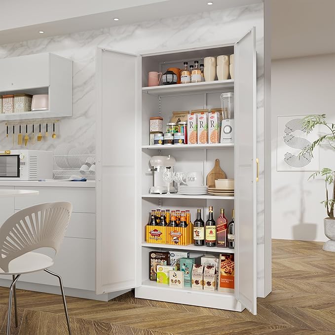 71" Tall Metal Storage Cabinet, Kitchen Pantry Storage Cabinets