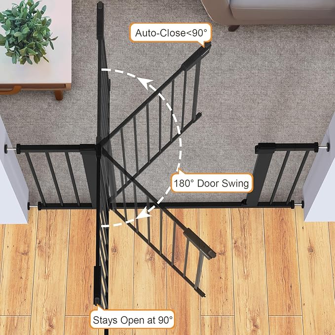 Cumbor 29.7-46" Baby Gate for Stairs, Mom's Choice Awards Winner-Auto Close Dog