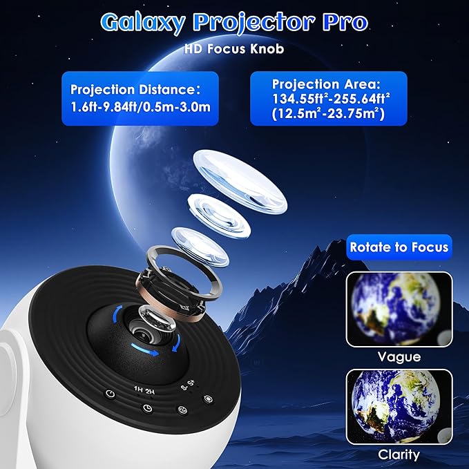 Galaxy Projector for Bedroom Pro Version, HD 12 in 1 Film Discs Star Projector