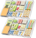 Marbrasse Expandable Desk Drawer Organizer, Clear Plastic Drawer Organizer Tray with 10 Adjustable Compartments, Desk Organizers and Accessories, 5 Drawer Dividers for Office Supplies (Clear-2P)