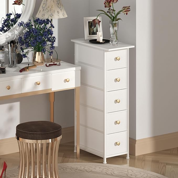 GiftGo Narrow Dresser Cabinet Vertical Slim Dresser Chest of Drawers Skinny