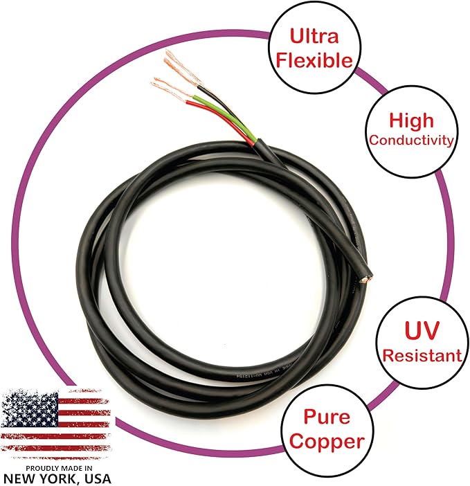 NATIONAL Wire & Cable – 12 AWG 4-Conductor Premium Copper Wire, 50 ft, Stranded