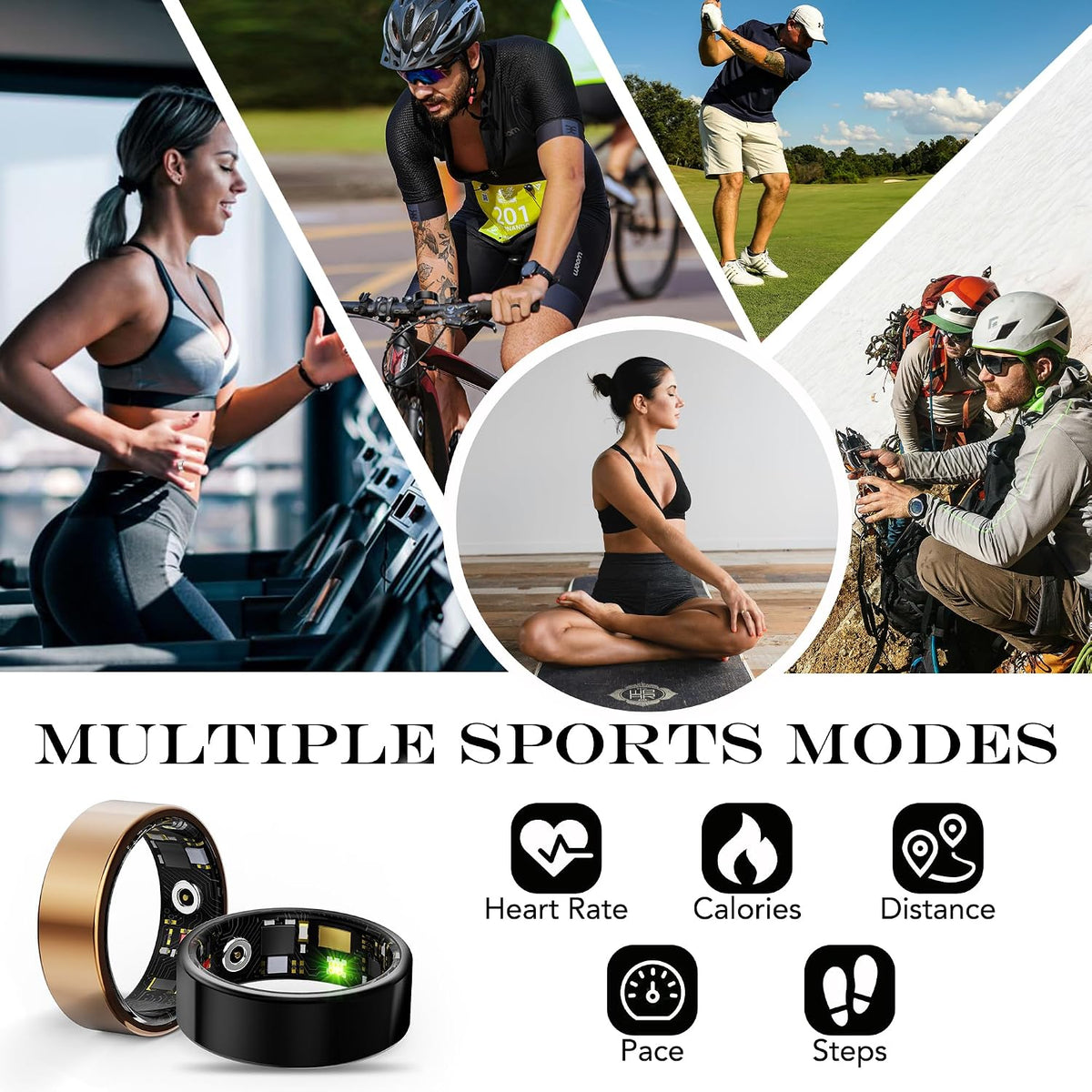 smart health ring fitness tracker for men women, close-up detail