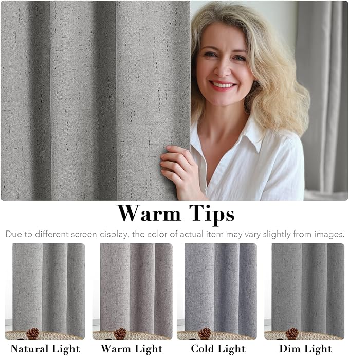 H.VERSAILTEX Linen Blackout Curtains 96 Inches Long, 100% Absolutely Blackout