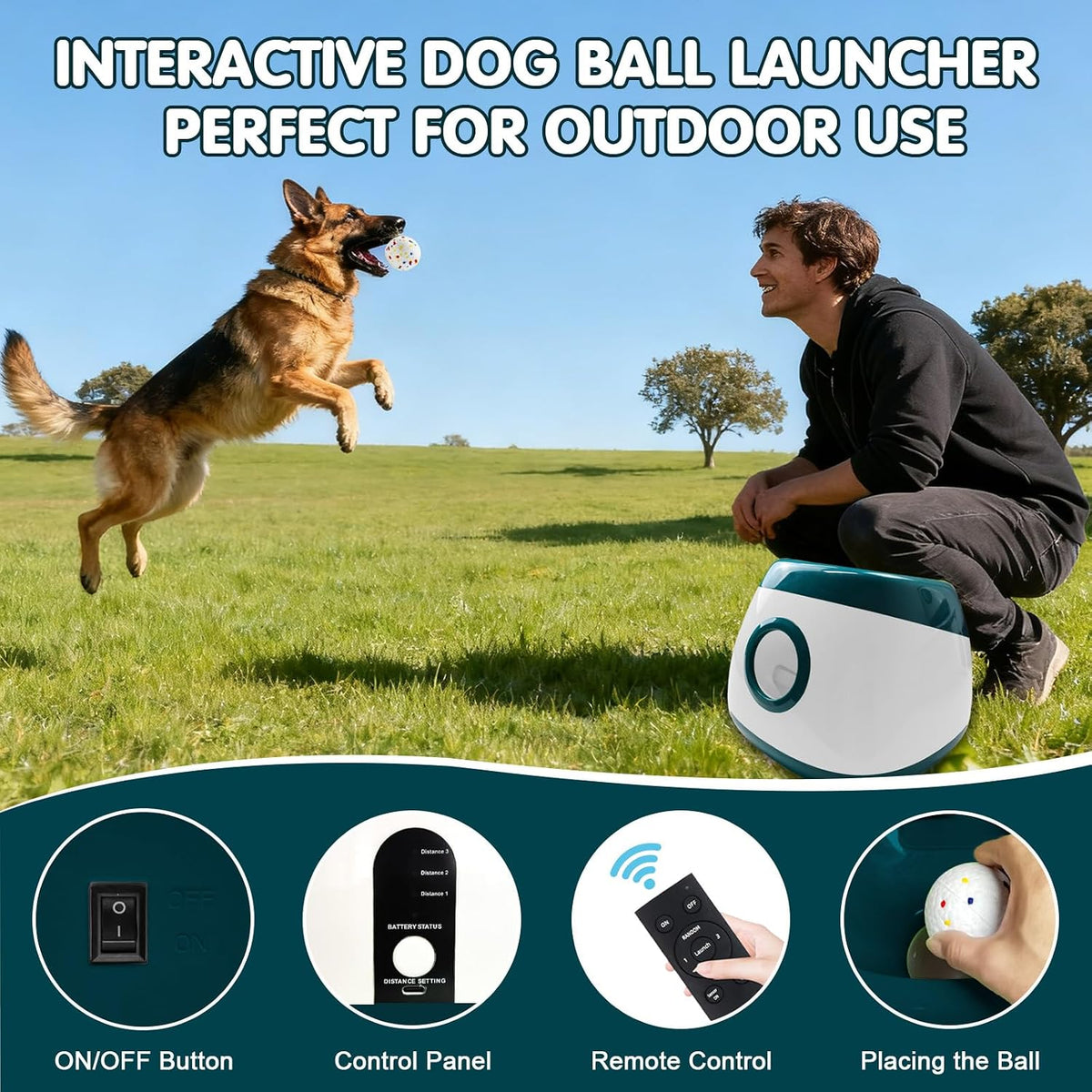 mekaple automatic dog ball launcher, upgraded interactive dog, package contents