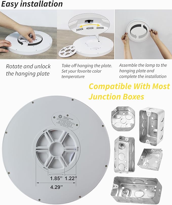 4pack 12 Inch Flush Mount Ceiling Light, 24w Led Ceiling Light,