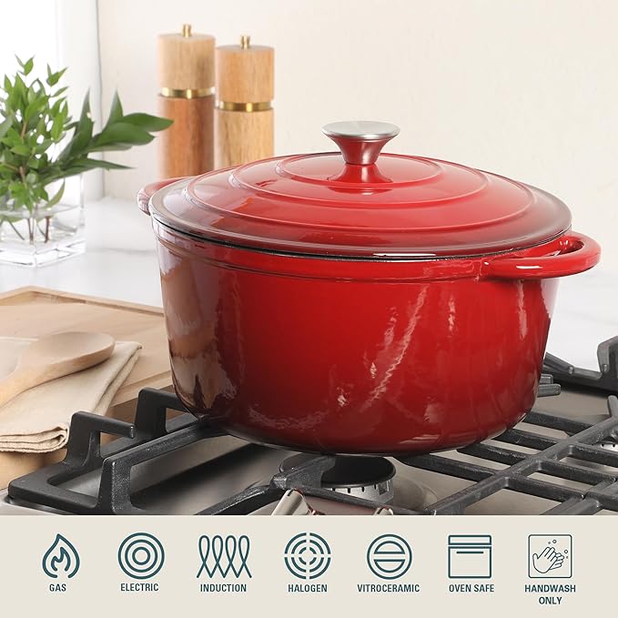 Gibson Home Addlestone 7 Qt Enameled Cast Iron Dutch Oven Pot