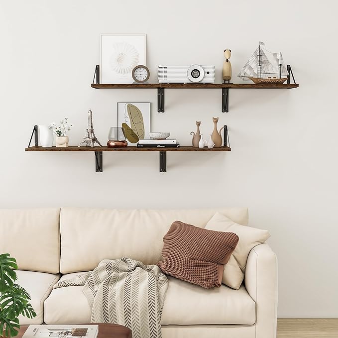 Deep Floating Shelves for Wall, 12 Inch Deep Floating Shelves Set of 3
