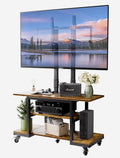 Heavy Duty Mobile TV Cart with 3-Tier Shelves, Height Adjustable Rolling TV Stand for 32-75 inch TVs up to 150 lbs, Portable TV Stand with Wheels for Home & Office, Max VESA 600×400mm(Retro)
