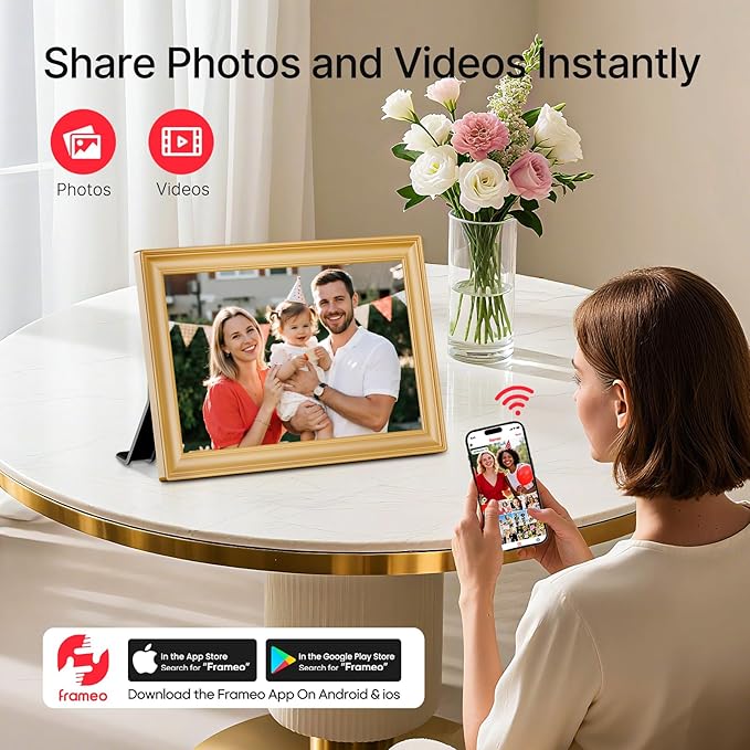 Frameo 10.1 Inch WiFi Digital Picture Frame, 1280x800 HD IPS Touch Screen Photo