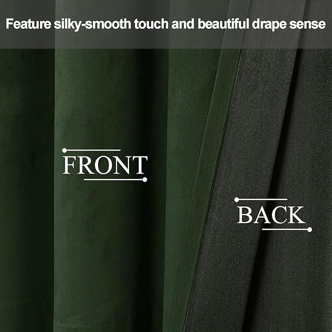 JIUZHEN Oliver Green Velvet Curtains 84 inches (Set of 2)