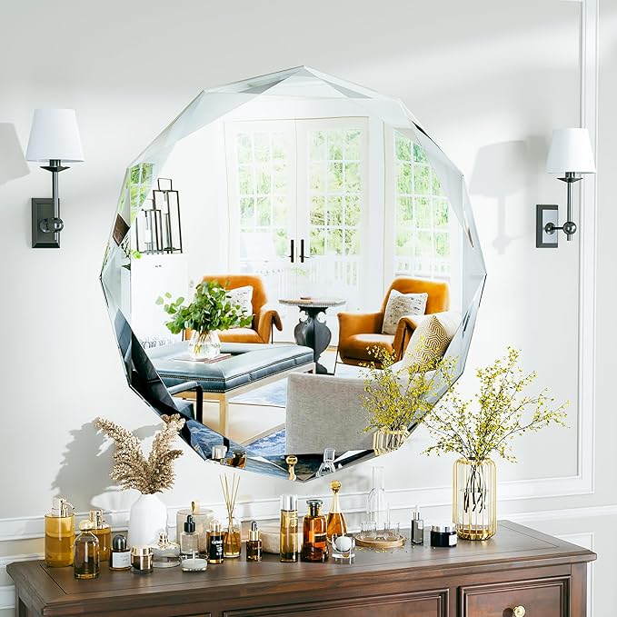 Suidia Bathroom Mirror, Frameless Bathroom Mirror