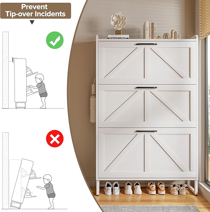 EOYUTLLY Shoe Cabinet Storage for Entryway, Narrow Shoe Rack