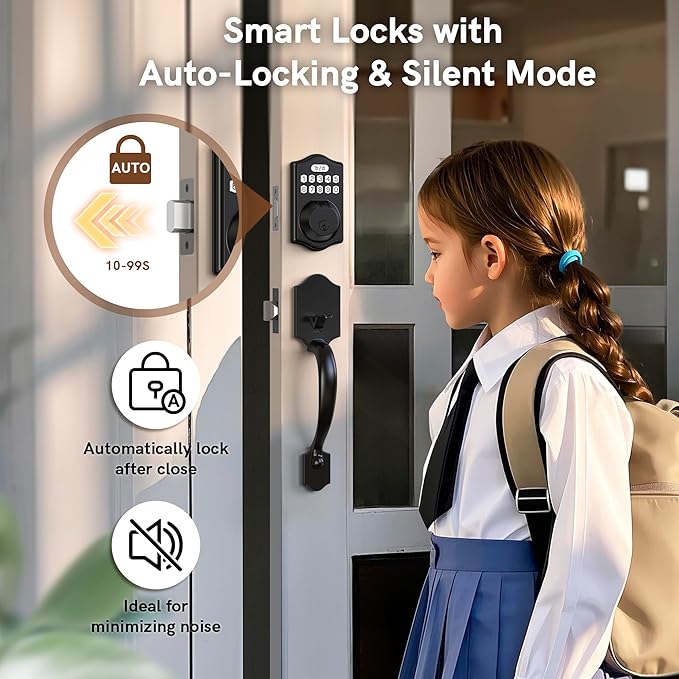 APP Fingerprint Door Lock Set, Keyless Entry Door Lock, Front Handle Set