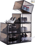 Attelite Shoe Box, Stackable Plastic Clear Shoe Box Organizer (6 Pack)