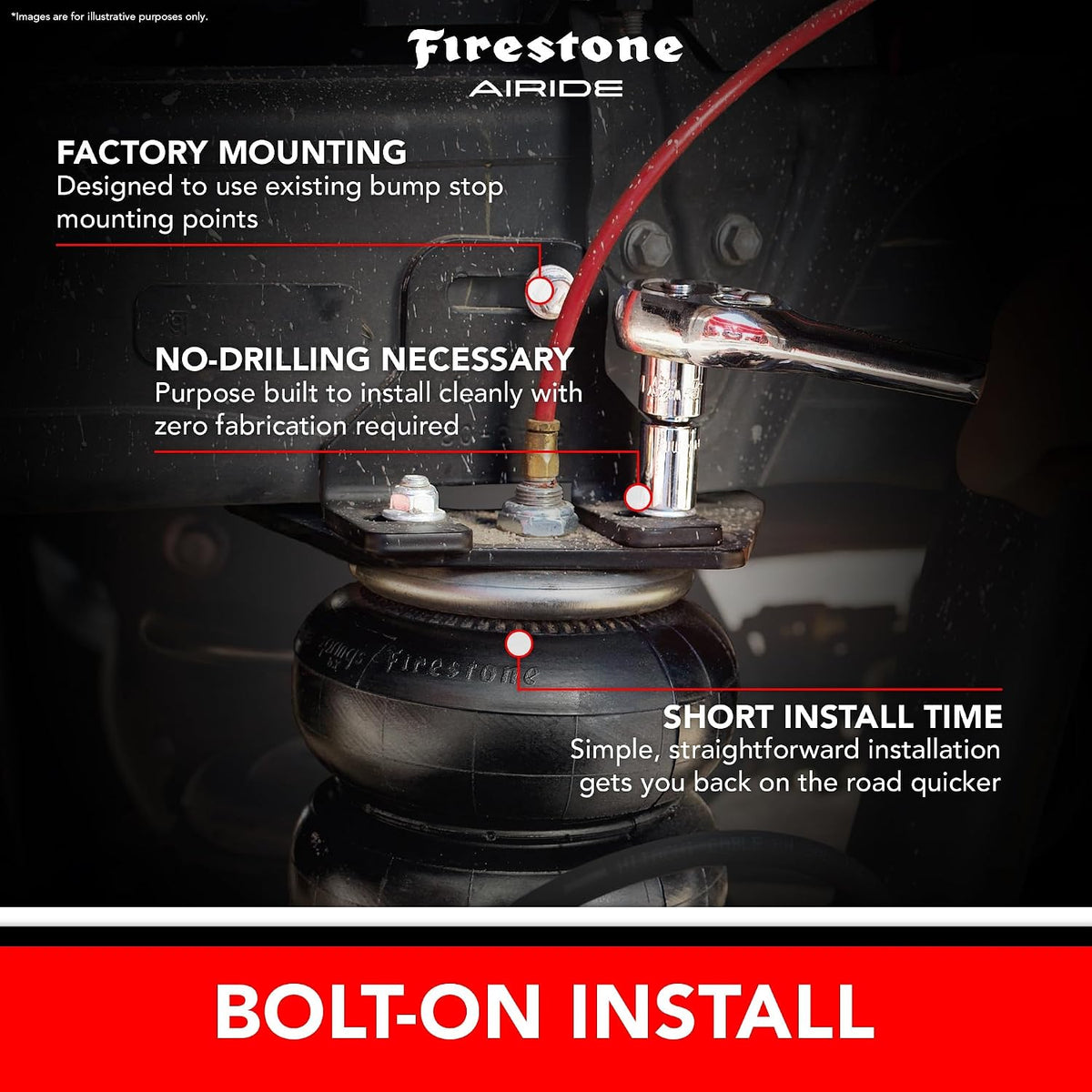 firestone airide ride-rite air suspension kit with mounting on a desk or shelf