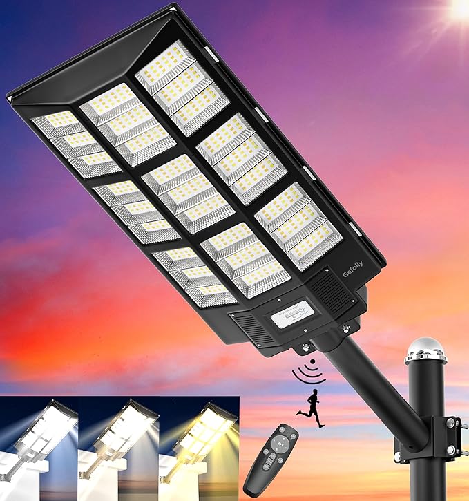 Gefolly SL-7200W Solar Street Light Outdoor, Wide Angle 450000LM