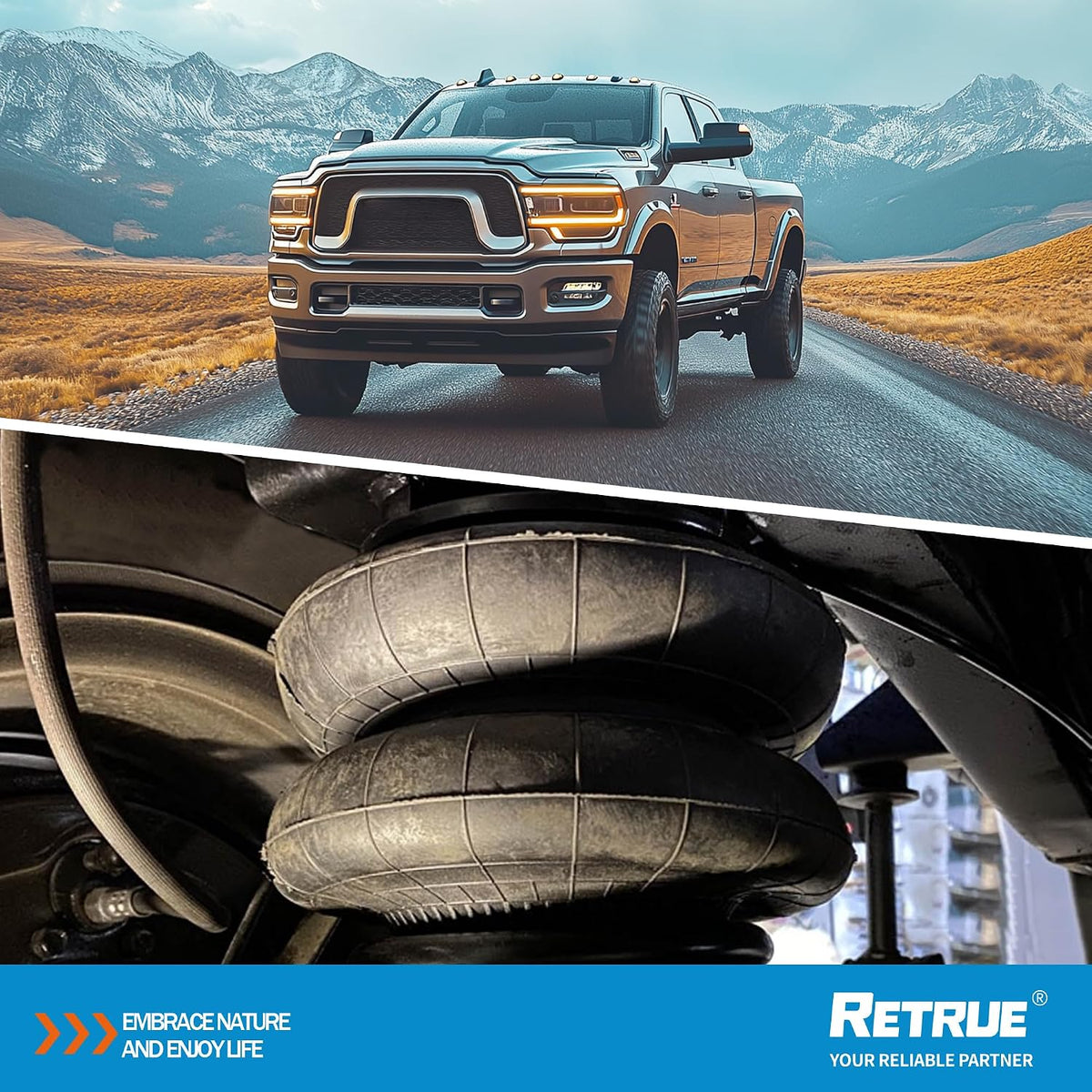 retrue rear air bags suspension kit for 2014-2026, front angle view
