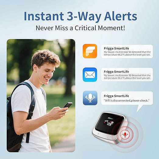 Frigga 4G Cellular & WiFi Temperature Humidity Monitor, 2 Years Subscription
