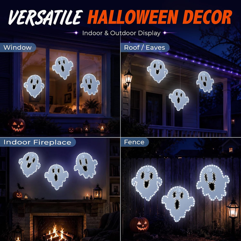 3 Pack 10" Halloween Classics Twinkling LED Ghosts, Hi-Vibrant Aluminum ...
